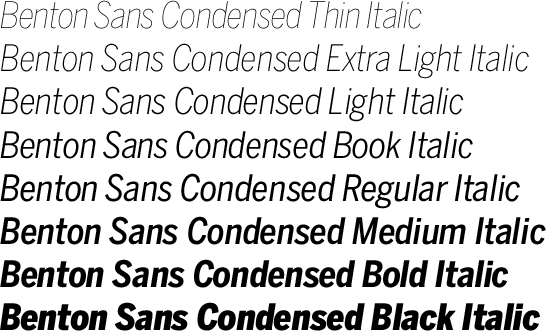 Benton Sans Condensed Italic Volume