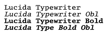 Lucida Typewriter Volume Weights