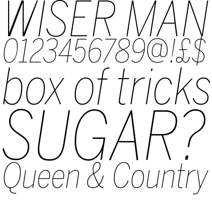 Benton Sans Condensed Thin Italic