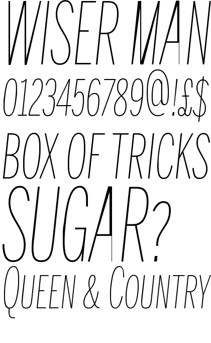 Benton Sans Extra Compressed Thin Italic Small Caps