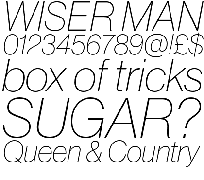 Neue Haas Grotesk Pro Display CFF 26 XThin Italic